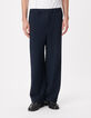 Dark blue wide-leg suit pants Men-2