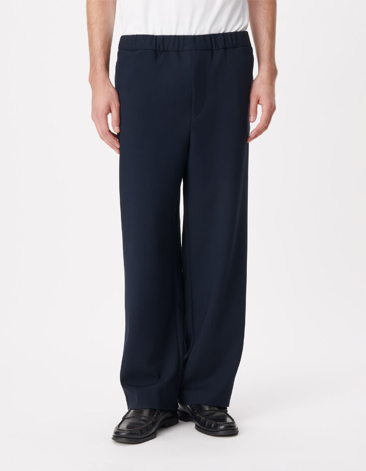 Dark blue wide-leg suit pants Men-2