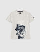 Grau meliertes Jungen-T-Shirt mit Hund und Ghetto Blaster-1