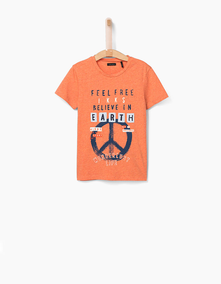 T-shirt terracotta Peace & Love jongens - IKKS