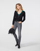 Cardigan maille tricot noir bijoux esprit militaire femme-6