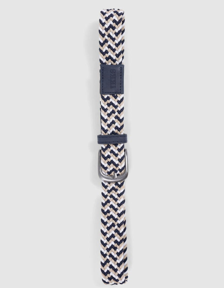 Cinturón azul marino, crudo, beige trenzado niño-3