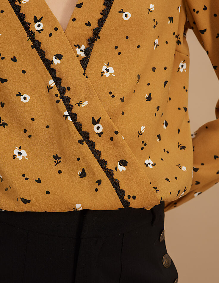Okergele blouse bloemen-luipaardprint I.Code-5 Okergele blouse bloemen-luipaardprint I.Code-5