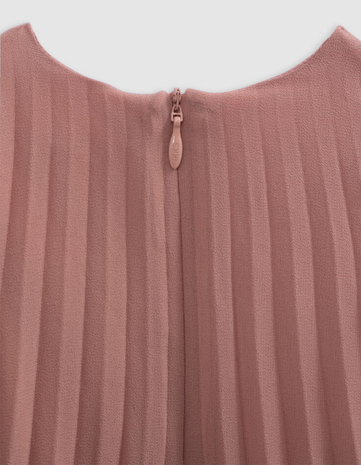 Medium pink pleated dress for girls-5