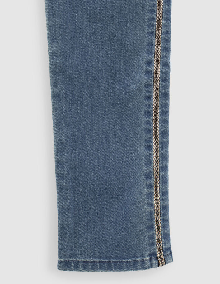 Girls’ vintage blue slim jeans with side bands - IKKS