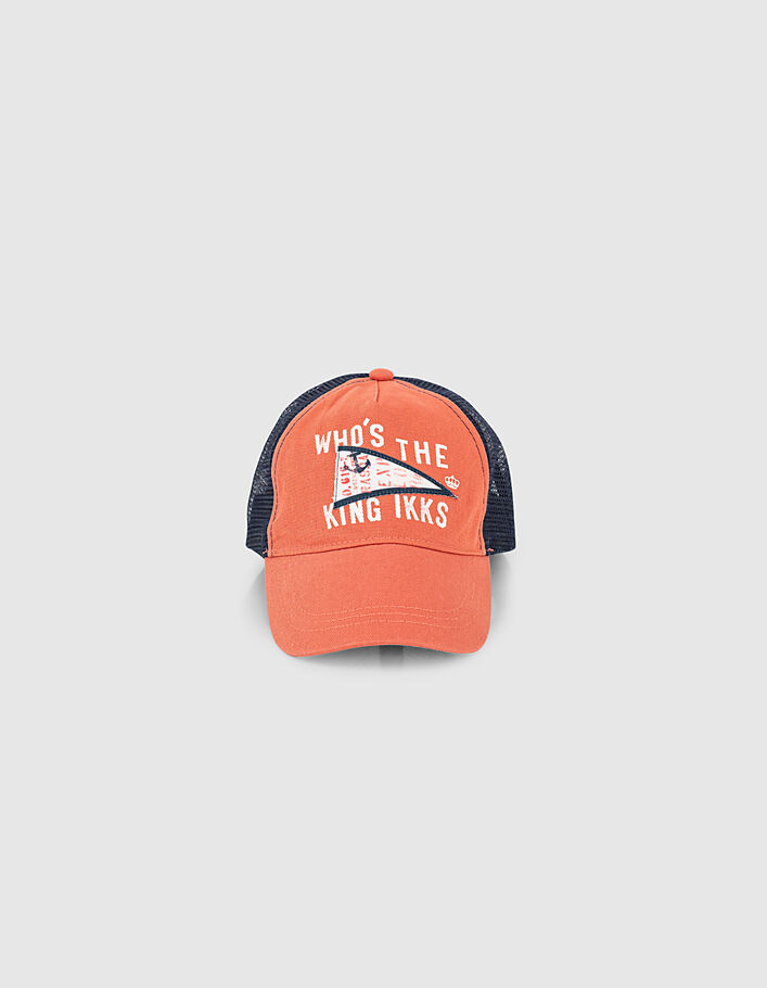 Boys’ coral and navy baseball-style cap - IKKS