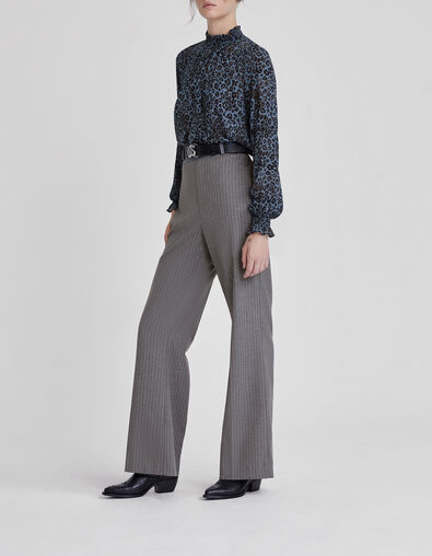 Pantalon de costume flare gris à rayures tennis Femme - IKKS
