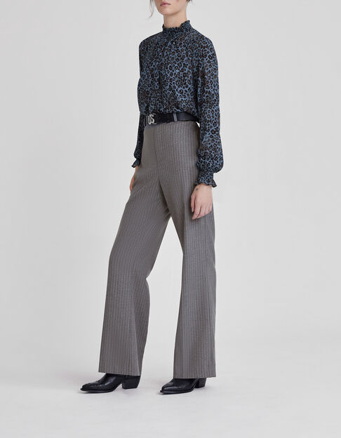 Pantalon de costume flare gris à rayures tennis Femme - IKKS