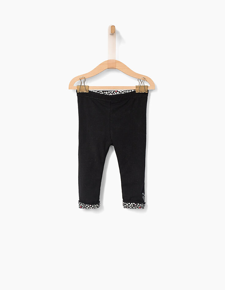 Leggings réversible noir et imprimé bébé fille-2