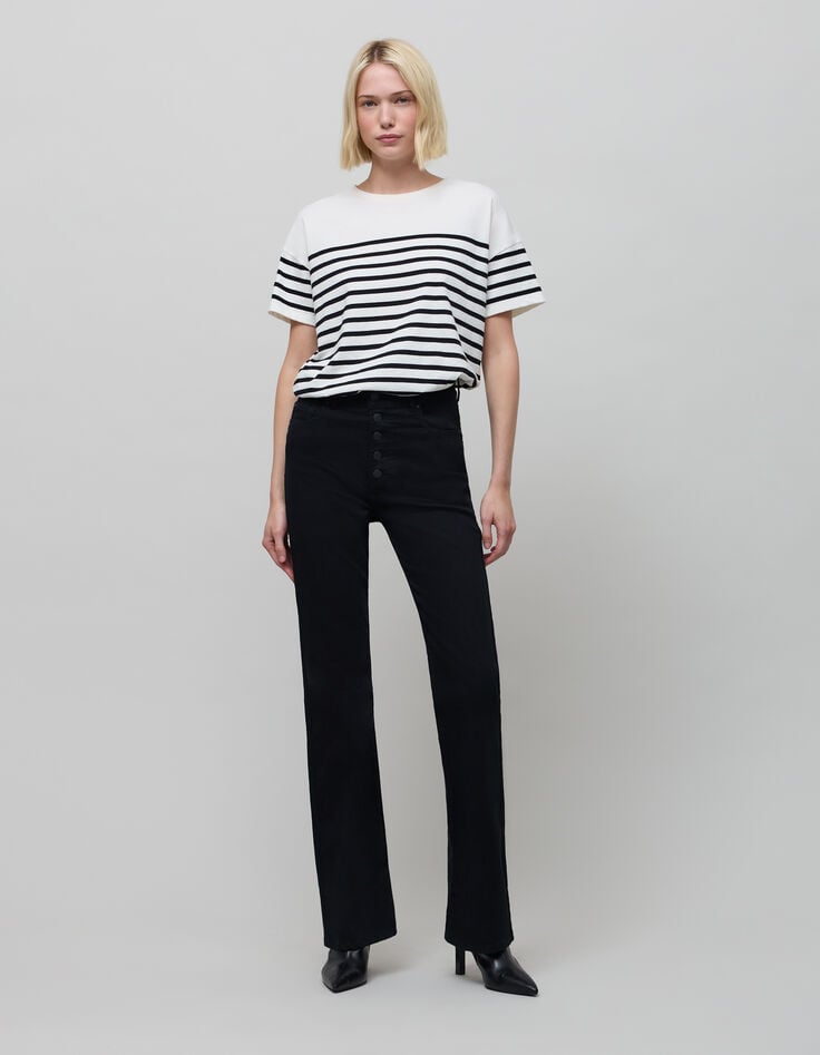 Pantalon Flare Noir Peace + Love - Taille UK 8 - Taille Haute 30L - Neuf Avec étiquettes - Made In Romania