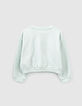 Girls’ mint sweatshirt with textured flocked letters-3