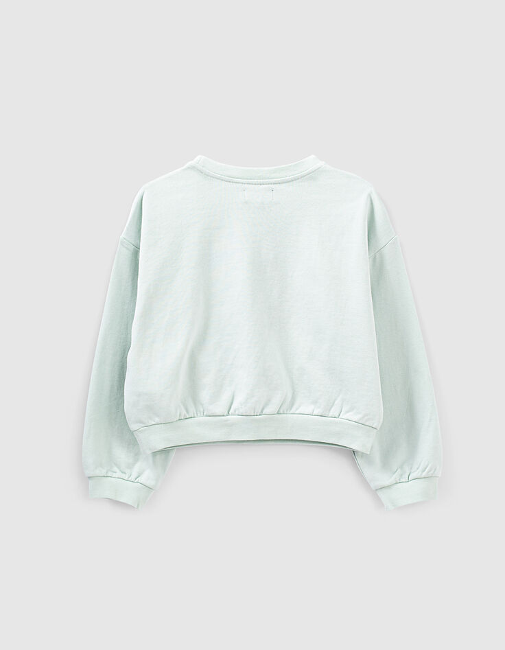 Girls’ mint sweatshirt with textured flocked letters-3