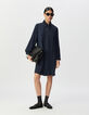 Women’s navy shirt dress, detachable double jewel collar-1