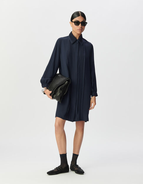 Women’s navy shirt dress, detachable double jewel collar - IKKS