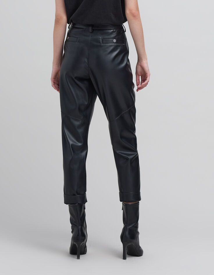 Pantalón de mujer 7/8 rock negro zanahoria-5