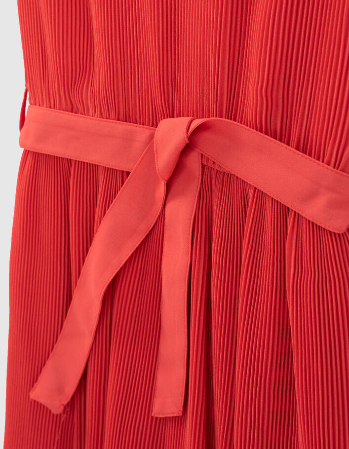 Robe rouge plissée avec ceinture fille - IKKS
