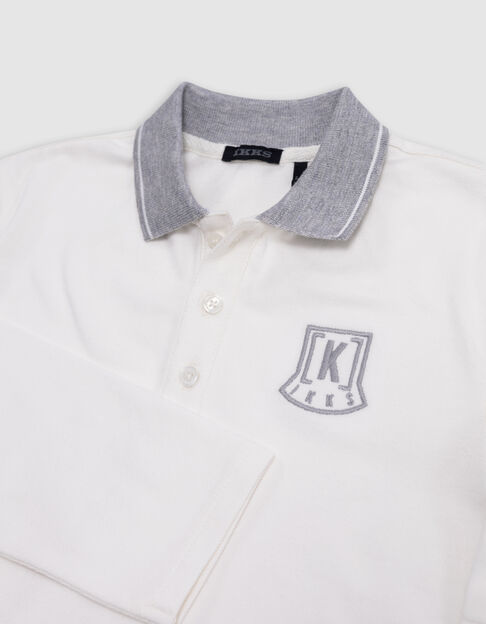 Polo écru coton bio col et broderie gris garçon Polo écru coton bio col et broderie gris garçon - IKKS
