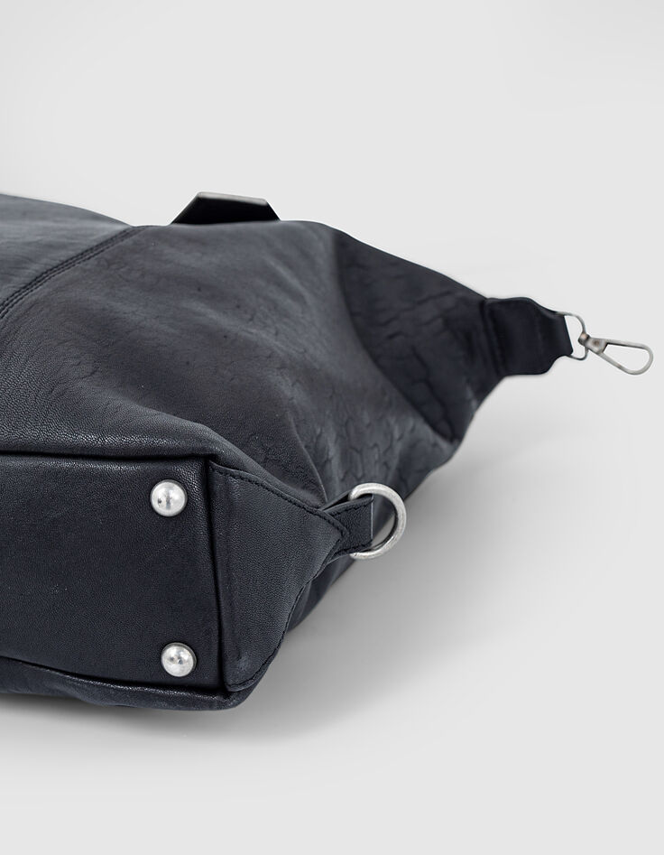 Bolso bandolera The Captain Bag military cuero negro mujer-4
