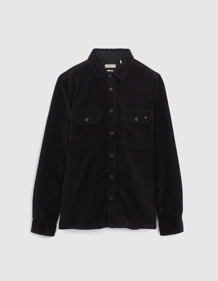 Zwart overshirt REGULAR ribfluweel Heren-1