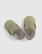 Kaki sneakers linnen, twee materialen babyjongens-5