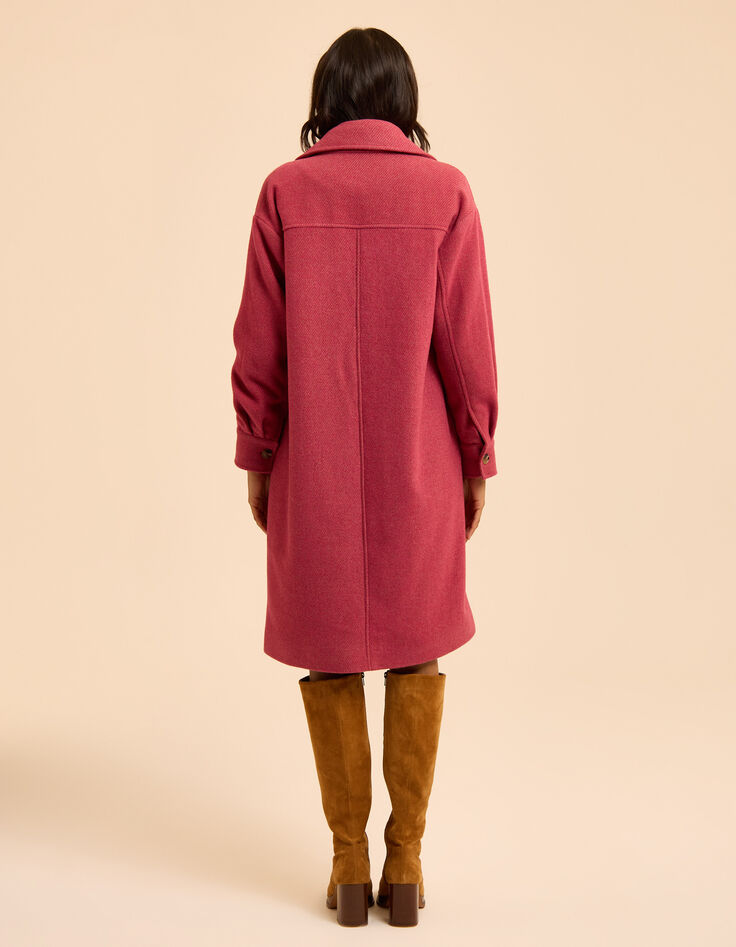 Manteau long rose motif rayures I.Code-4