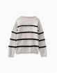 Pull gris chiné avec festons noirs fille-3