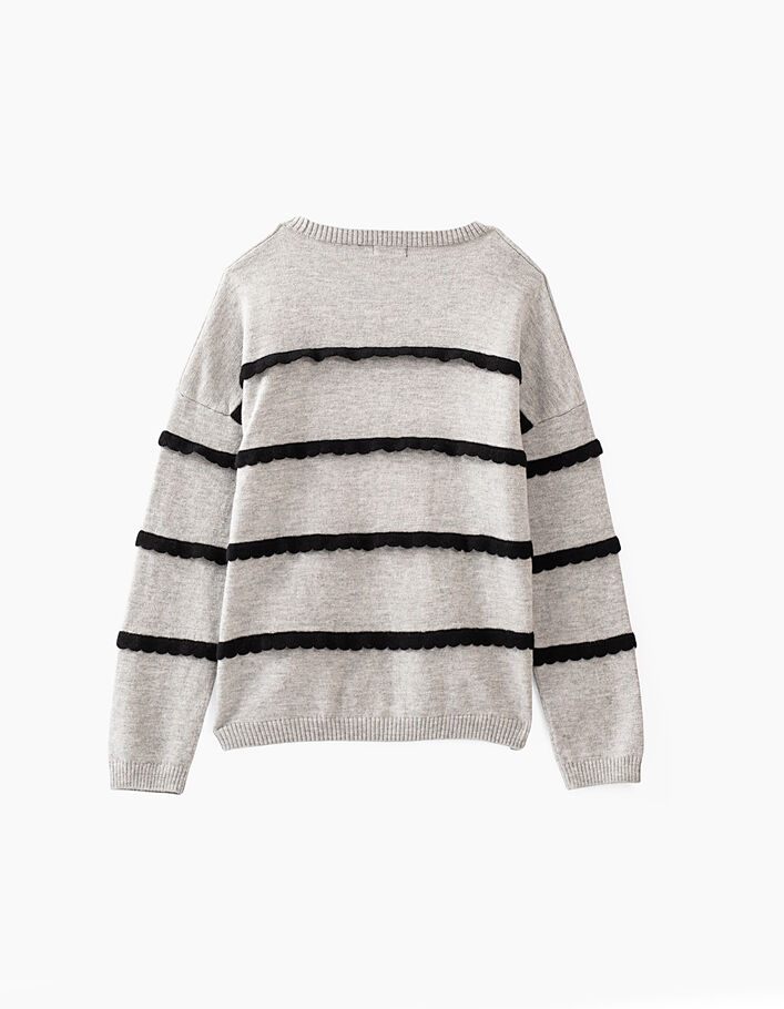 Girls’ grey marl sweater with black scalloping - IKKS