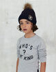 Omkeerbare trui navy en grijs, cognac strepen -1