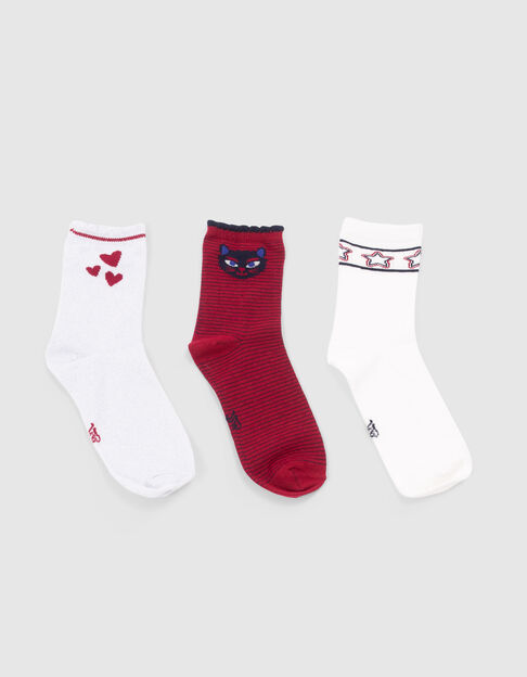 Girls’ white/red/silver socks