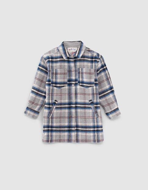 Jas in grijs, blauw, zwart, ecru ruitmotief meisjes - IKKS