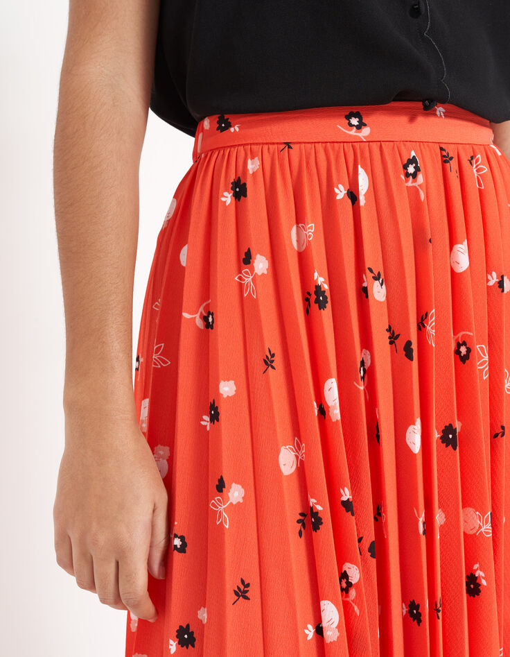 Jupe longue spicy orange à fleurs spicy plissée I.Code-4
