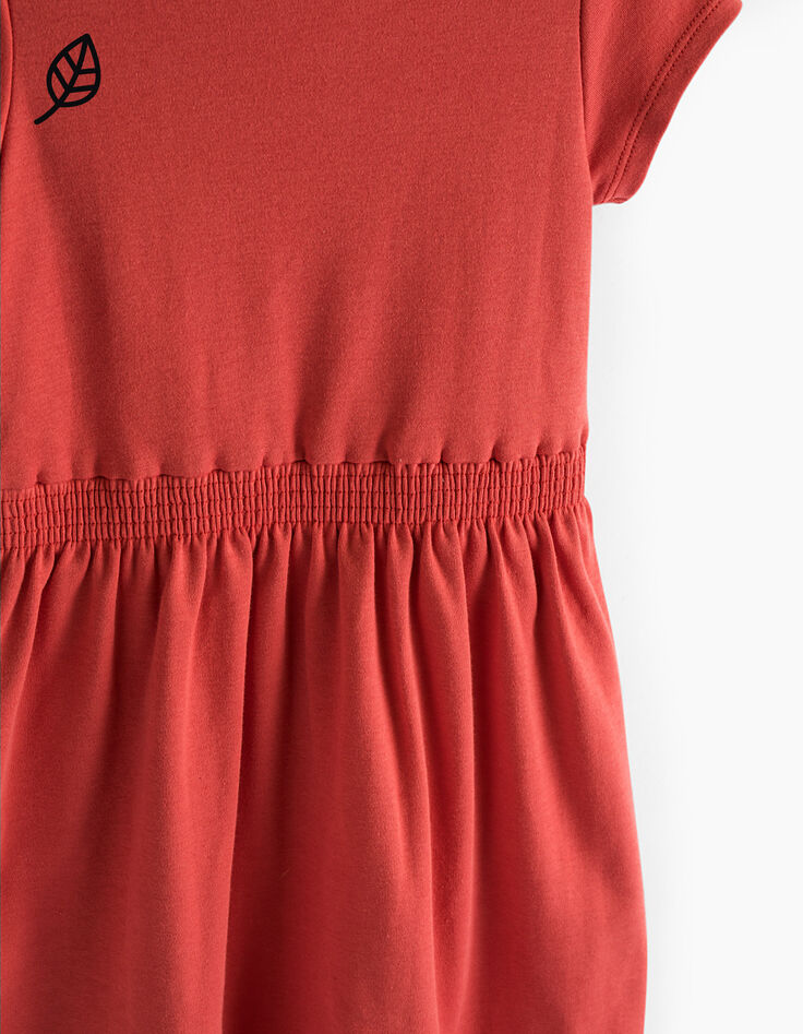 Robe orange foncé à taille élastiquée fille-5