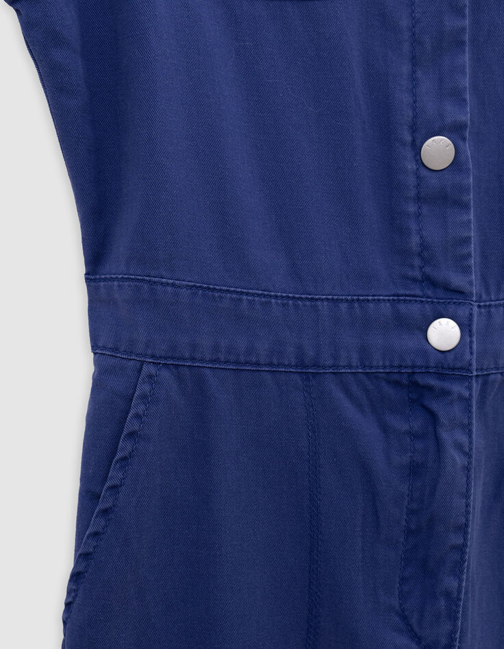 Langer blauer Mädchen-Overall, Druckknöpfe-8
