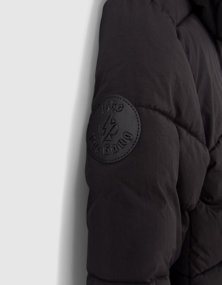 Boys’ black and mocha reversible long padded jacket-6