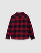Sobrecamisa cuadros rojo azul capucha extraíble niño-5