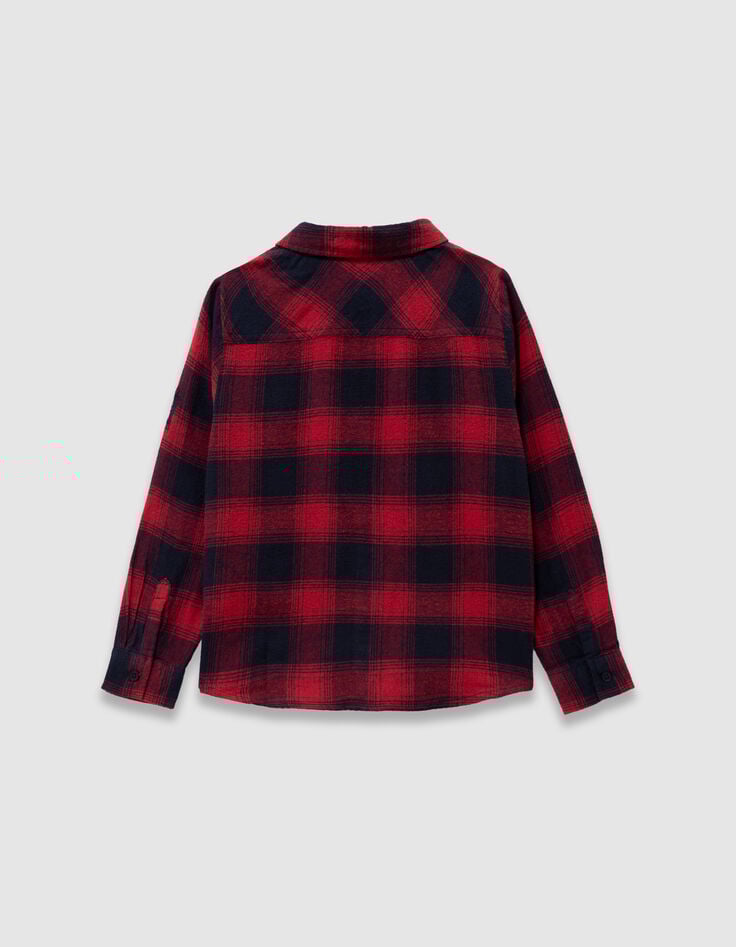 Boys’ navy/red check overshirt with detachable hood-5 Boys’ navy/red check overshirt with detachable hood-5
