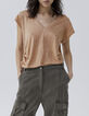 Women’s Desert foil linen knit drawstring side T-shirt-1