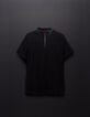 Polo noir DRY FAST maille piquée rayure verte Homme-6