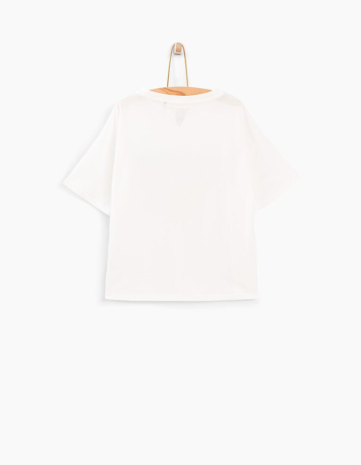 Tee-shirt blanc cassé avec triangle fille-2