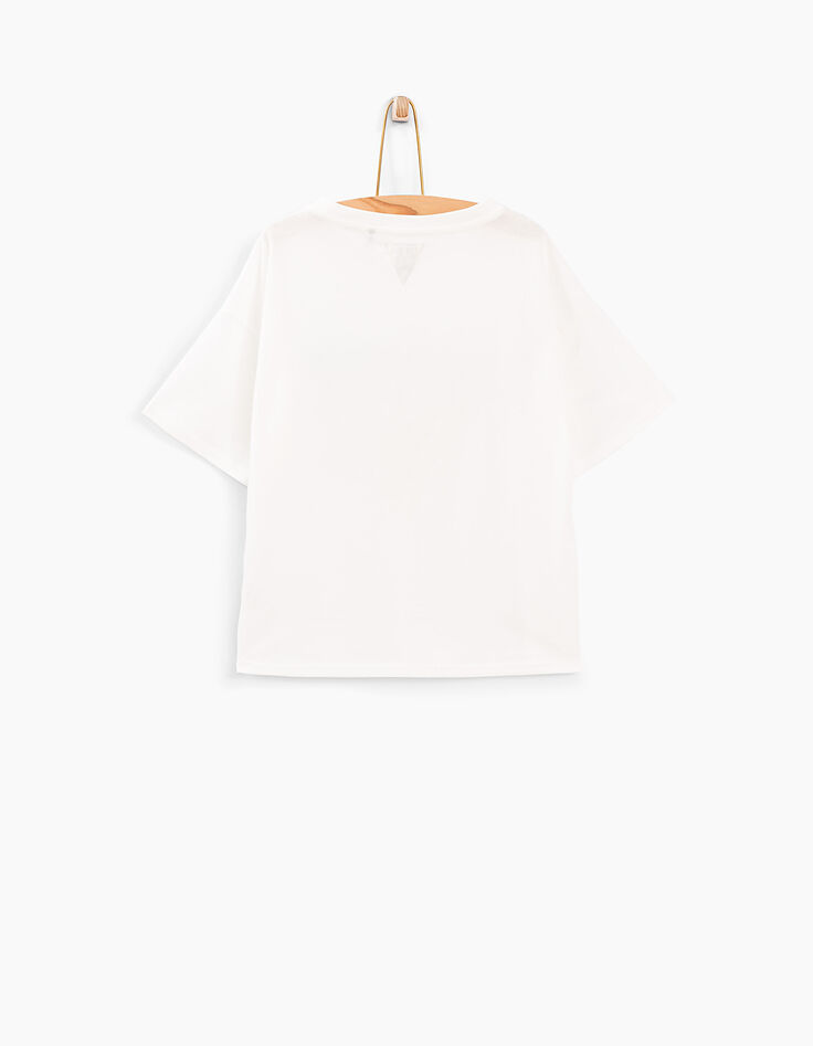 Tee-shirt blanc cassé avec triangle fille-2 Tee-shirt blanc cassé avec triangle fille-2