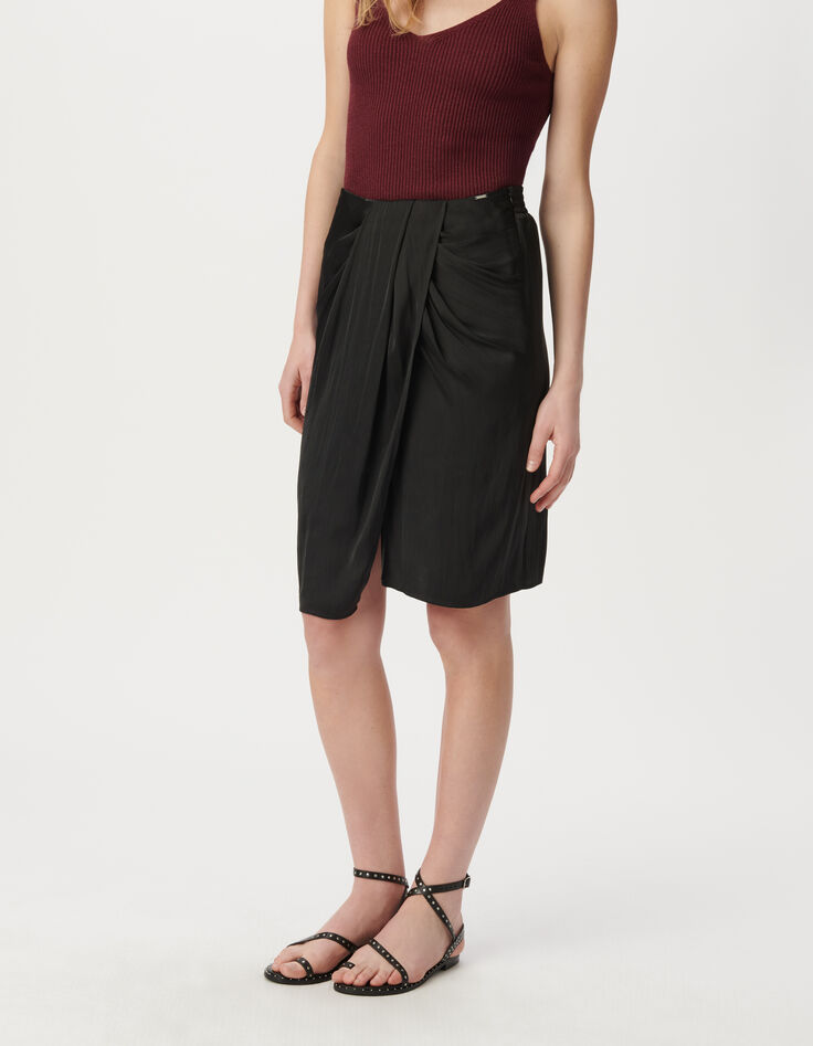 Schwarzer Damenrock recycelter Polyester Pareo-Stil-2 Schwarzer Damenrock recycelter Polyester Pareo-Stil-2