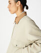 Women's oversized beige jacket with velour details-5