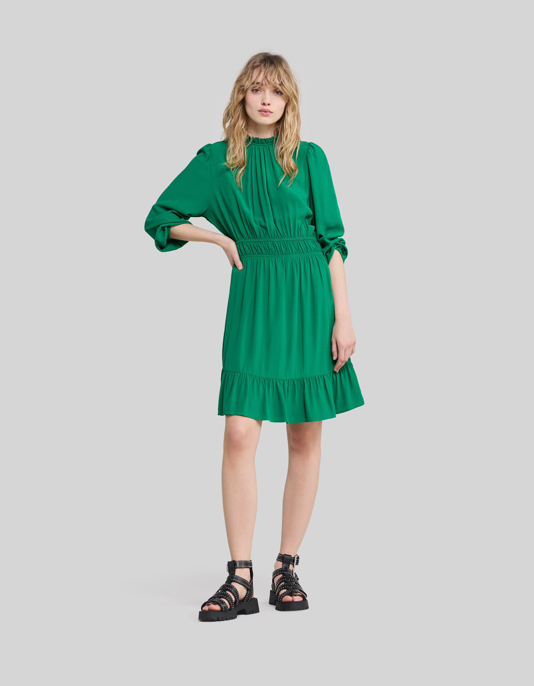 Robe verte upcyclee col collerette Femme IKKS