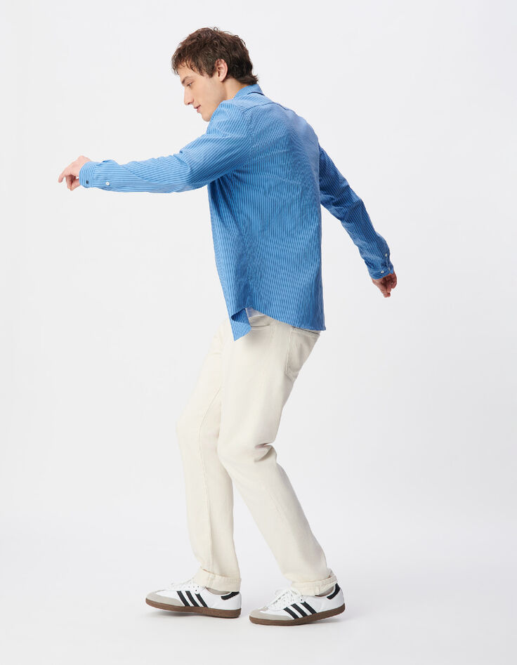 Herren EASY CARE slim blau gestreiftes Hemd-5