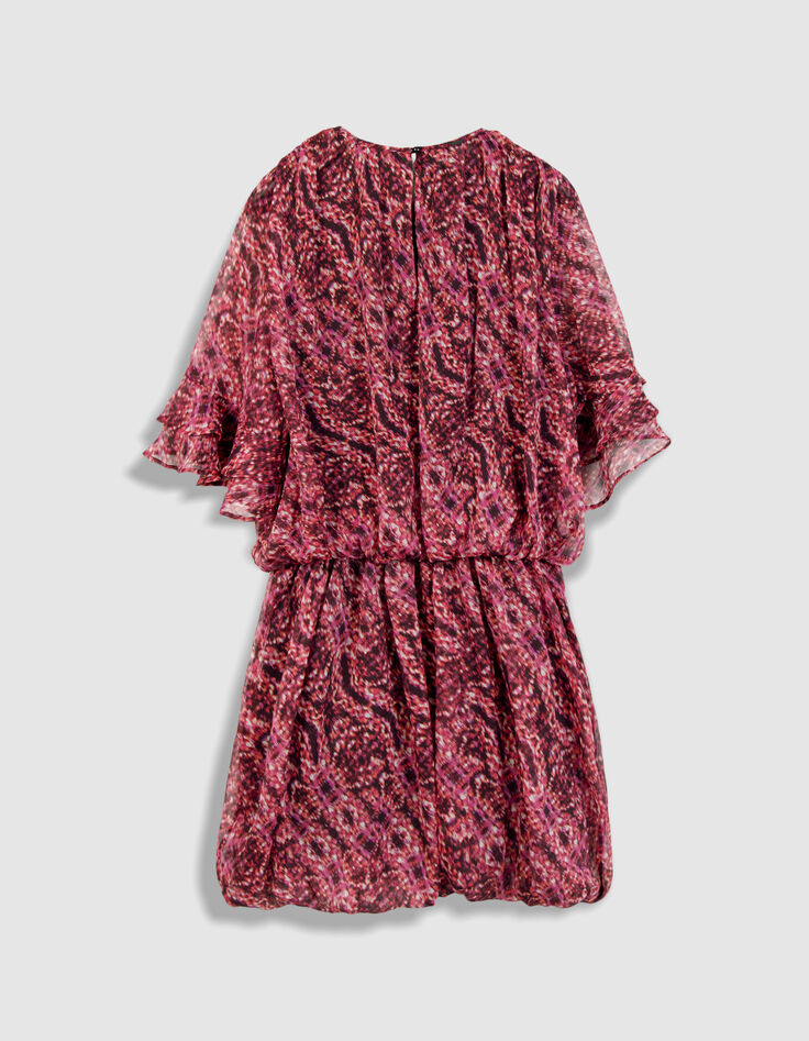 Robe courte bordeaux imprim&eacute; ikat Femme-7