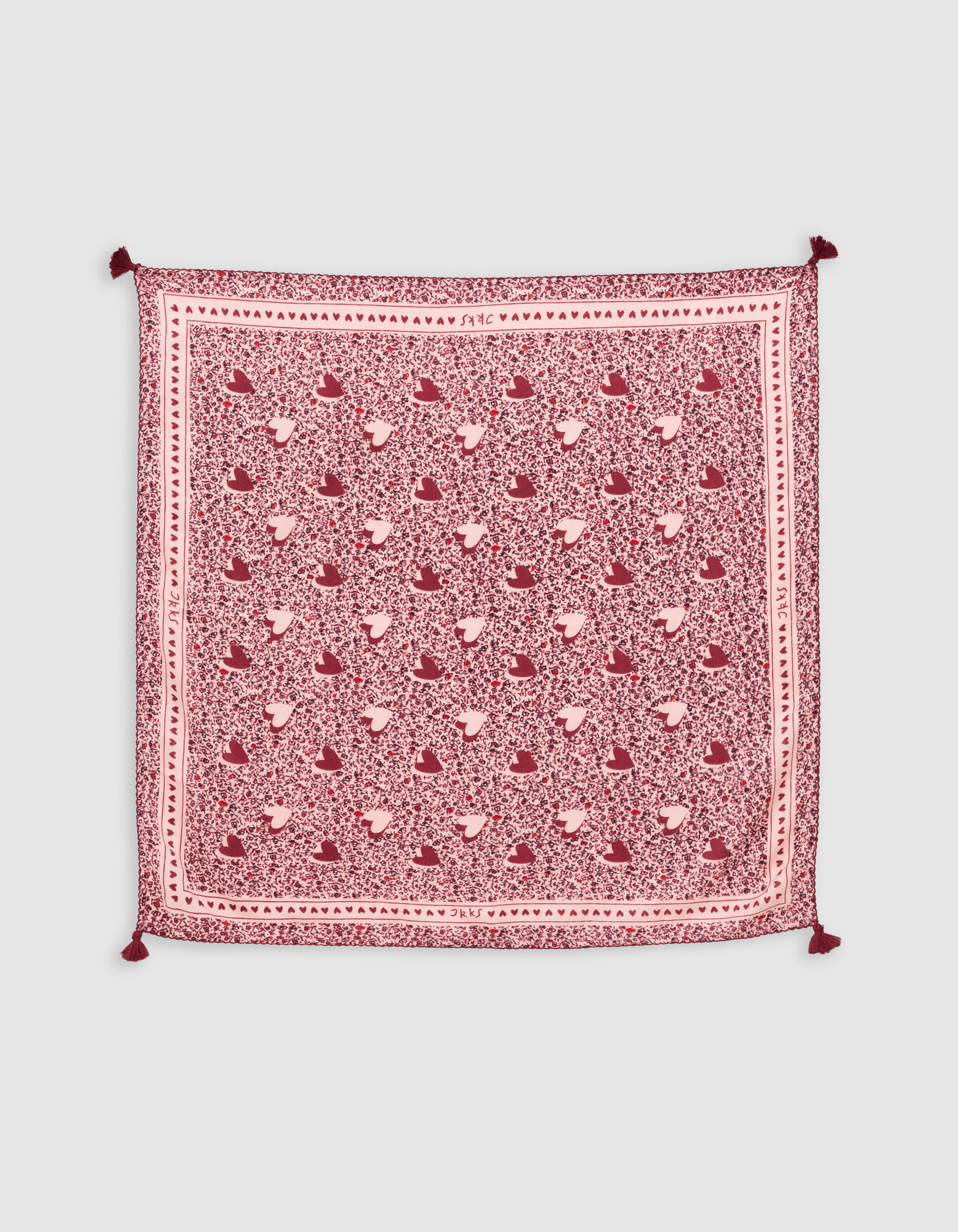 Girl s recycled pink floral print square scarf IKKS