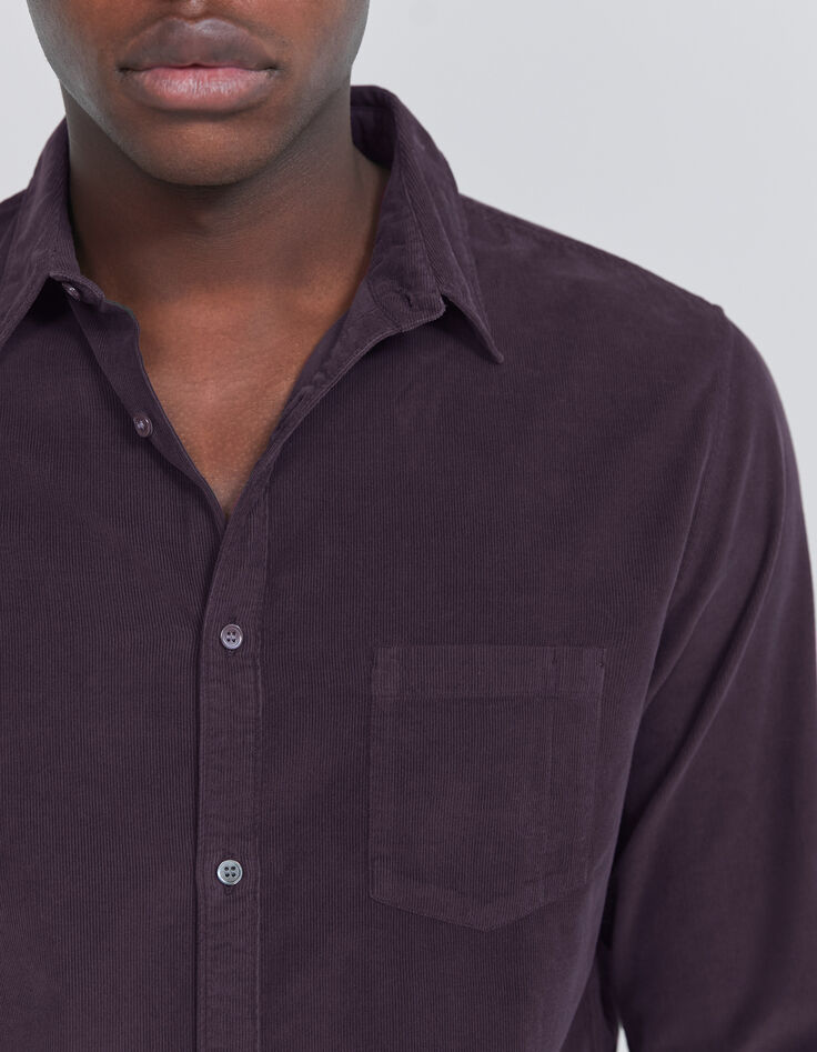 REGULAR overhemd dark plum fijne ribfluweel Heren-4