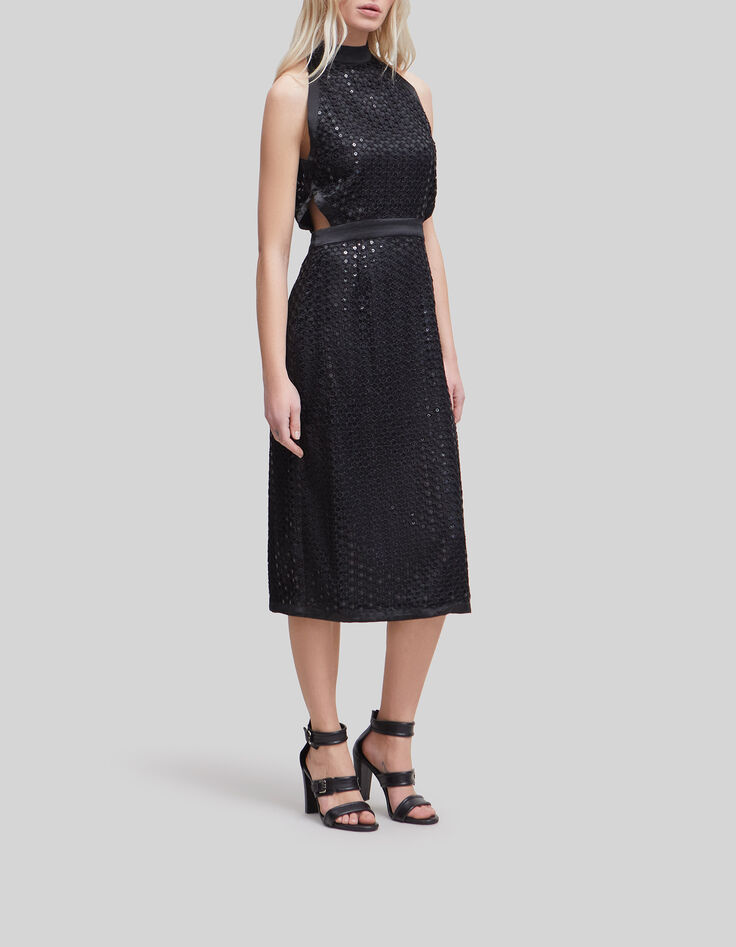 Women’s black lace midi dress with American armholes-1