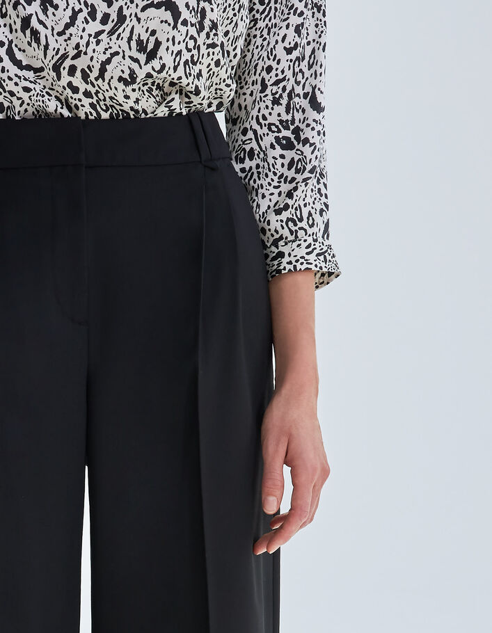 Laine Pantalon En Toile Femme Taille Haute Pantalon Large Noir