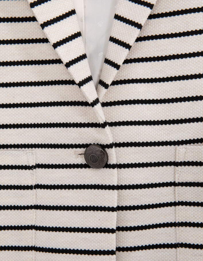 Women's ecru and black striped suit jacket